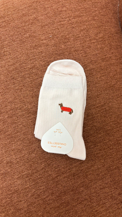 Chaussettes Brodées - Teckel