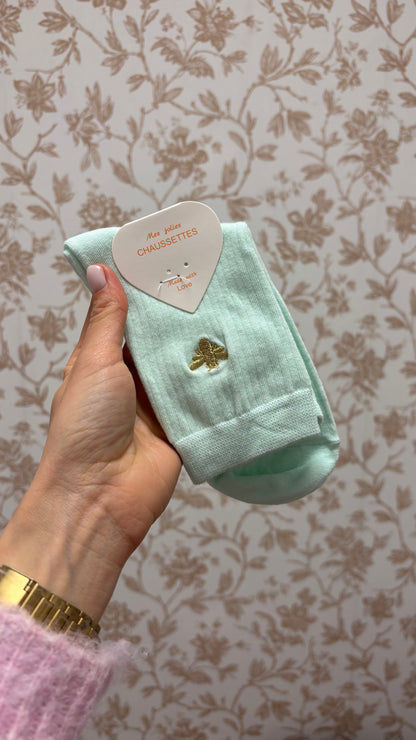Chaussettes Brodées - Abeille