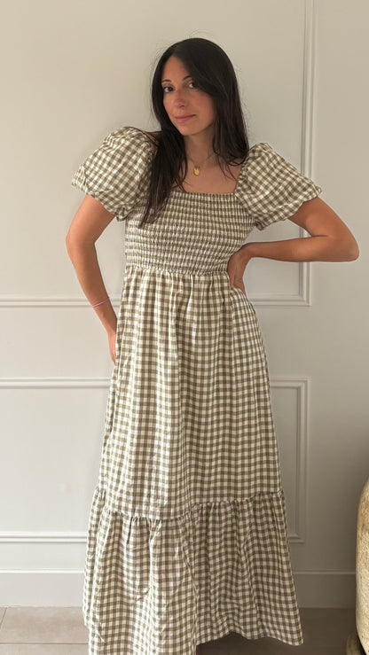Robe HERMINE - Kaki/Blanc