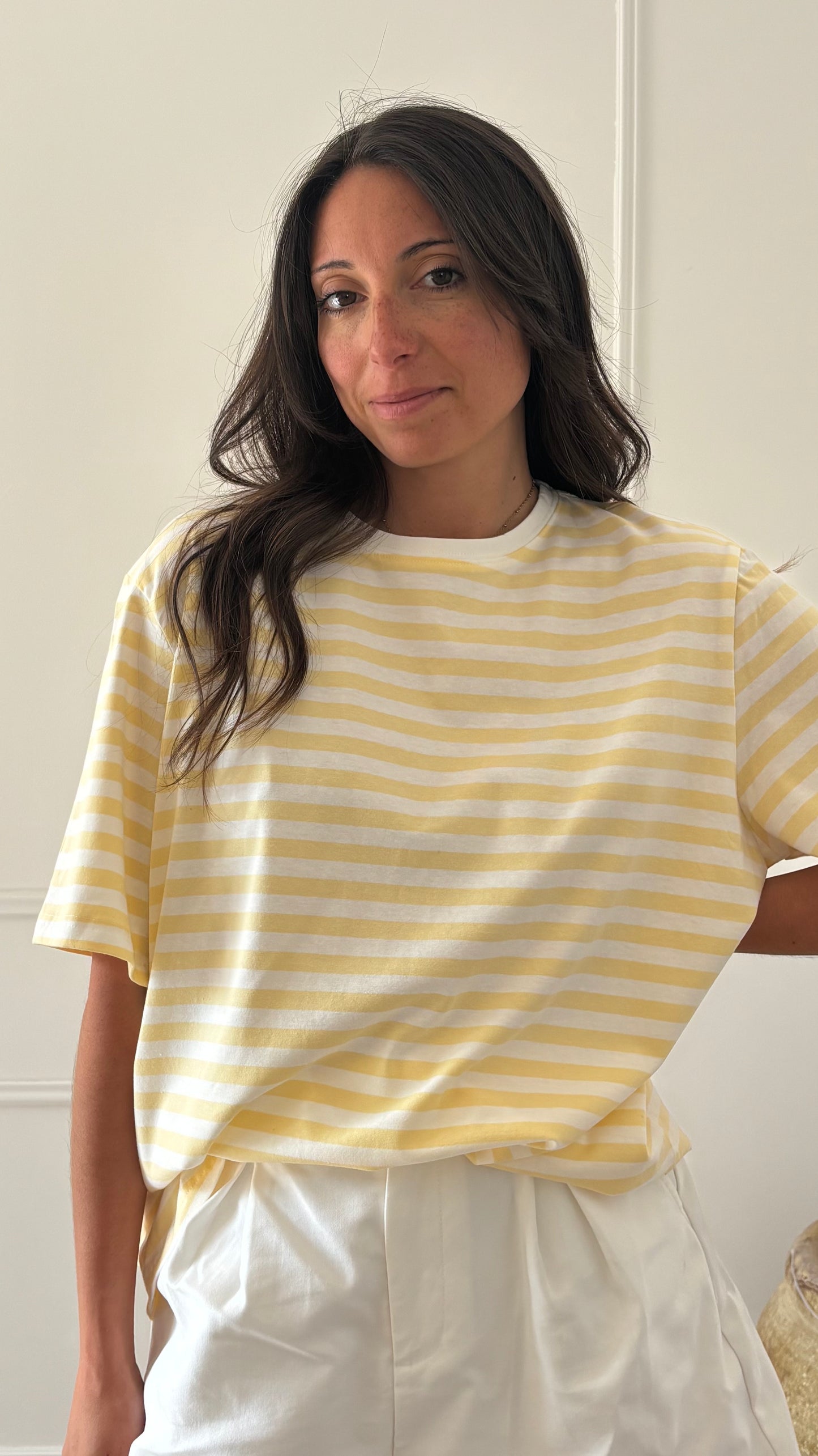 T-shirt VALENTINE - Jaune/Blanc